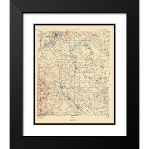Elsinore California Quad - USGS 1901 Black Modern Wood Framed Art Print with Double Matting by USGS
