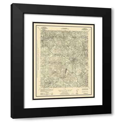 Escondido California Quad - USGS 1942 Black Modern Wood Framed Art Print with Double Matting by USGS