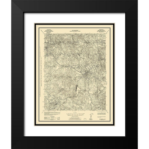 Escondido California Quad - USGS 1942 Black Modern Wood Framed Art Print with Double Matting by USGS
