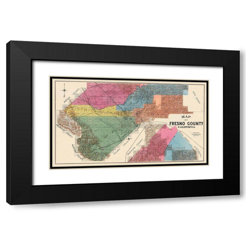 Fresno California - Thompson 1891 Black Modern Wood Framed Art Print with Double Matting by Thompson