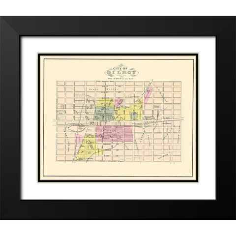 Gilroy California Landowner - Thomas 1876 Black Modern Wood Framed Art Print with Double Matting by Thomas