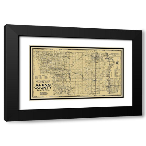 Glenn California - Metsker 1936 Black Modern Wood Framed Art Print with Double Matting by Metsker