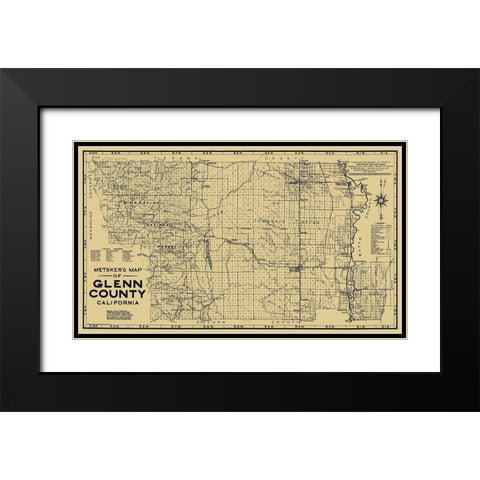 Glenn California - Metsker 1936 Black Modern Wood Framed Art Print with Double Matting by Metsker