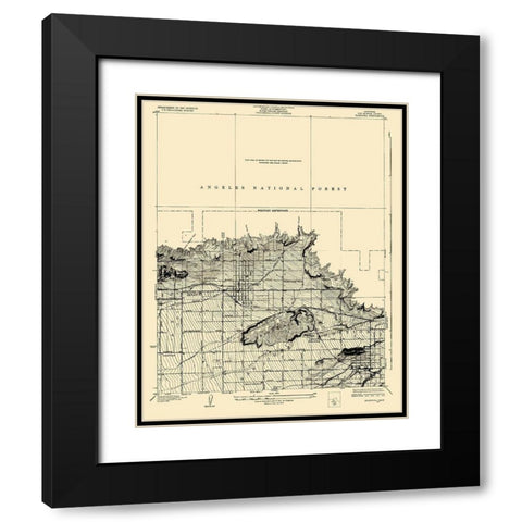 Glendora California Quad - USGS 1927 Black Modern Wood Framed Art Print with Double Matting by USGS