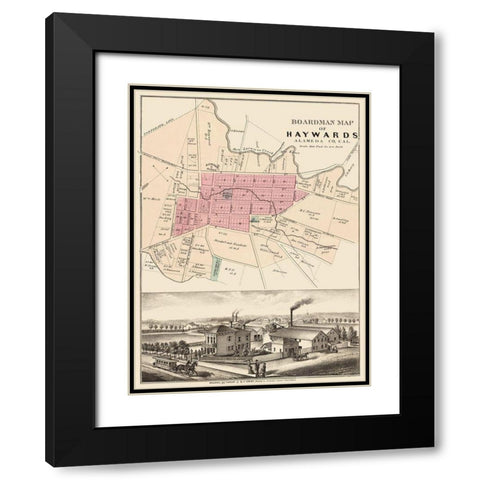 Haywards California Landowner - Boardman 1878 Black Modern Wood Framed Art Print with Double Matting by Boardman