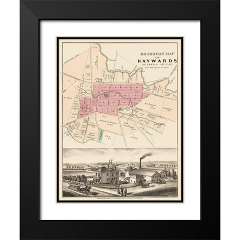 Haywards California Landowner - Boardman 1878 Black Modern Wood Framed Art Print with Double Matting by Boardman