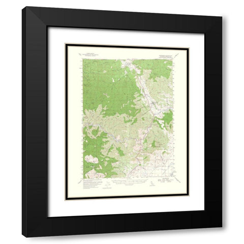 Hornbrook California Quad - USGS 1964 Black Modern Wood Framed Art Print with Double Matting by USGS
