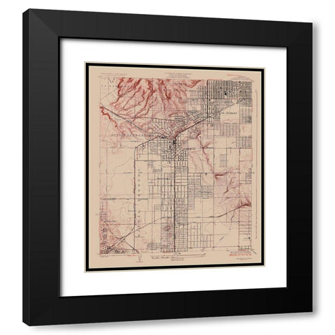 Inglewood California Quad - USGS 1924 Black Modern Wood Framed Art Print with Double Matting by USGS