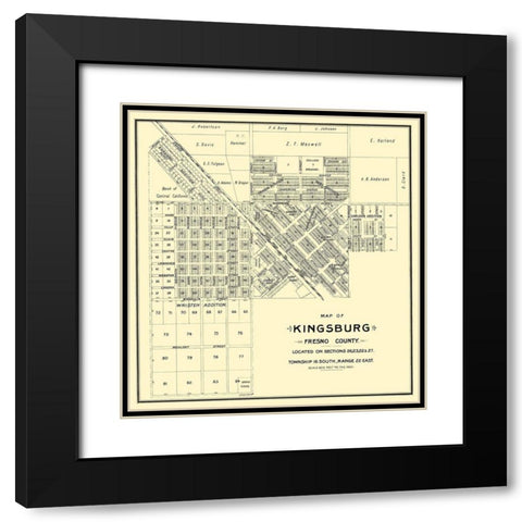 Kingsburg California Landowner - Thomas 1892 Black Modern Wood Framed Art Print with Double Matting by Thomas
