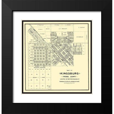 Kingsburg California Landowner - Thomas 1892 Black Modern Wood Framed Art Print with Double Matting by Thomas