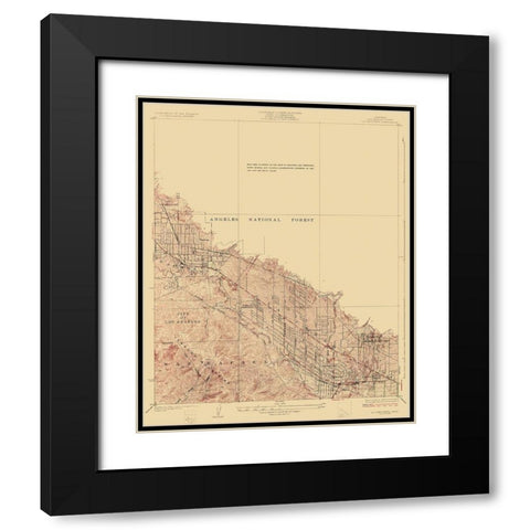 La Crescenta California Quad - USGS 1928 Black Modern Wood Framed Art Print with Double Matting by USGS