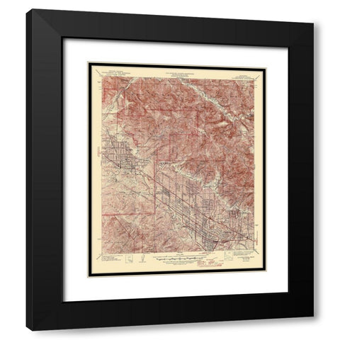 La Crescenta California Quad - USGS 1939 Black Modern Wood Framed Art Print with Double Matting by USGS