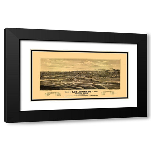 Los Angeles California - Glover 1877  Black Modern Wood Framed Art Print with Double Matting by Glover