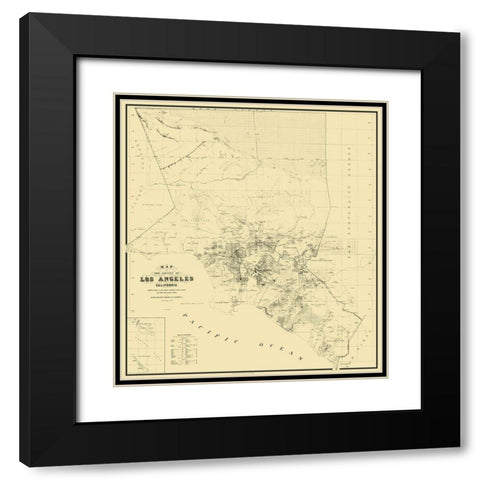 Los Angeles California Landowner - Wildy 1877 Black Modern Wood Framed Art Print with Double Matting by Wildy