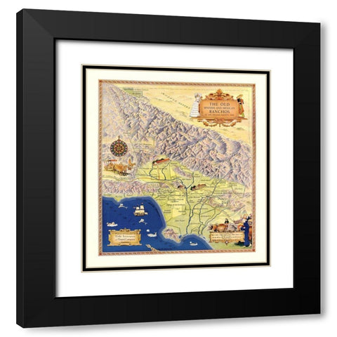 Los Angeles California - Title Ins 1932 Black Modern Wood Framed Art Print with Double Matting by Title Ins