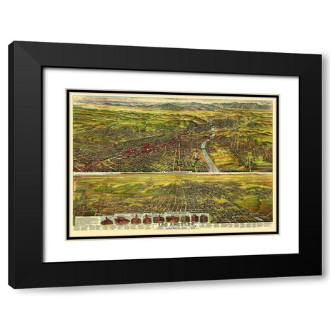 Los Angeles California - Pierce 1894 Black Modern Wood Framed Art Print with Double Matting by Pierce