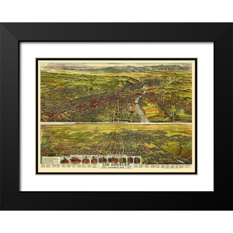 Los Angeles California - Pierce 1894 Black Modern Wood Framed Art Print with Double Matting by Pierce