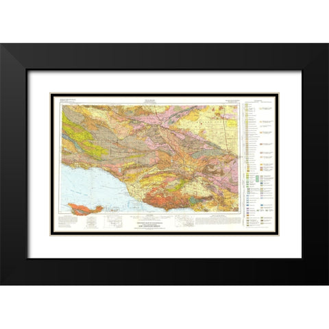 Geologic California Los Angeles Sheet Black Modern Wood Framed Art Print with Double Matting by Jennings