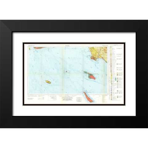 Geologic California Long Beach Sheet Black Modern Wood Framed Art Print with Double Matting by Jennings