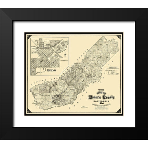 Madera California Landowner - Smith 1914 Black Modern Wood Framed Art Print with Double Matting by Smith