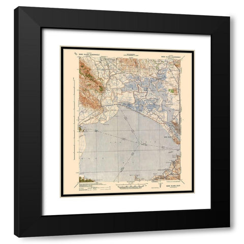 Mare Island California Quad - US Army 1942 Black Modern Wood Framed Art Print with Double Matting by US Army