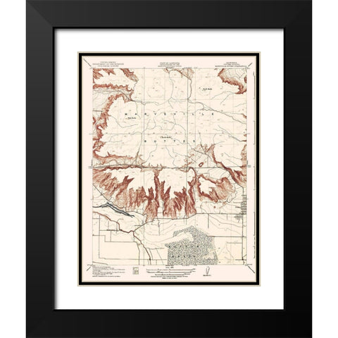 Marysville Buttes California Quad - USGS 1912 Black Modern Wood Framed Art Print with Double Matting by USGS