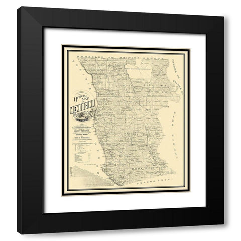 Mendocino California - Rice 1890 Black Modern Wood Framed Art Print with Double Matting by Rice