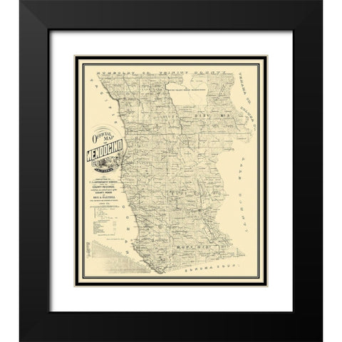 Mendocino California - Rice 1890 Black Modern Wood Framed Art Print with Double Matting by Rice
