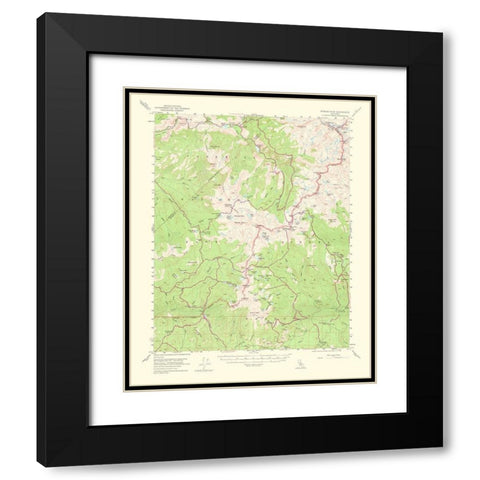 Merced Peak California Quad - USGS 1964 Black Modern Wood Framed Art Print with Double Matting by USGS