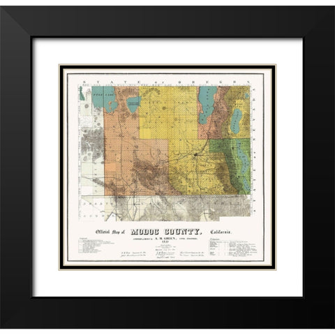 Modoc California - Green 1911 Black Modern Wood Framed Art Print with Double Matting by Green