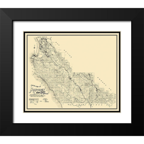 Monterey California - Walkup 1898 Black Modern Wood Framed Art Print with Double Matting by Walkup