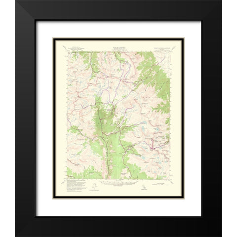 Mt Whitney California Quad - USGS 1964 Black Modern Wood Framed Art Print with Double Matting by USGS
