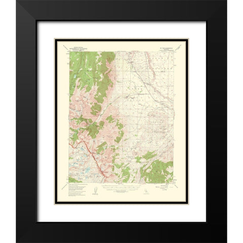 Mt Tom California Quad - USGS 1953 Black Modern Wood Framed Art Print with Double Matting by USGS