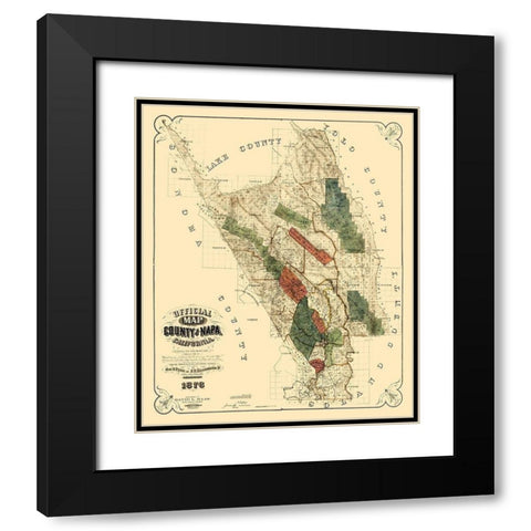 Napa California Landowner - Haas 1876 Black Modern Wood Framed Art Print with Double Matting by Haas