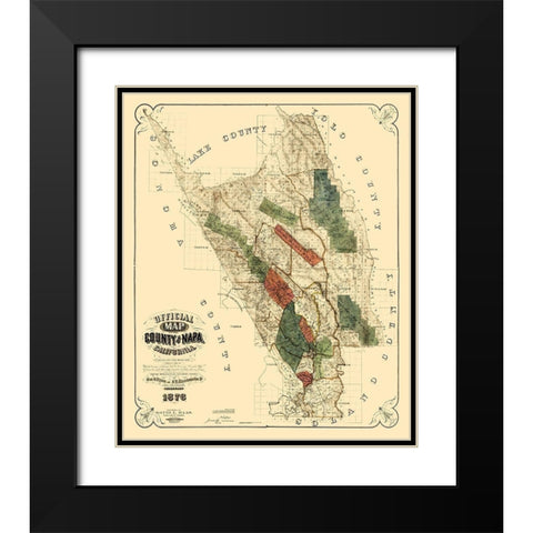 Napa California Landowner - Haas 1876 Black Modern Wood Framed Art Print with Double Matting by Haas