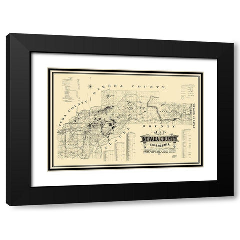 Nevada County California - Hartwell 1880 Black Modern Wood Framed Art Print with Double Matting by Hartwell