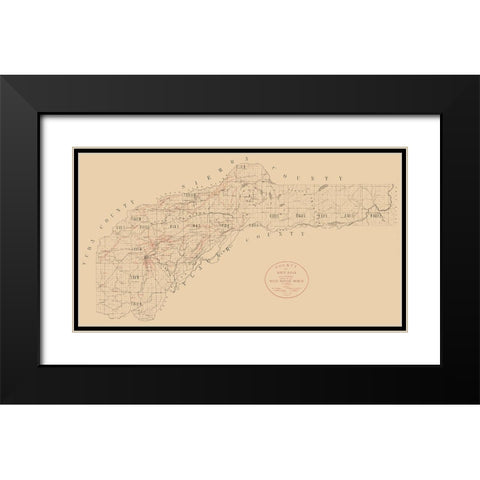 Nevada County California Mining -1909 Black Modern Wood Framed Art Print with Double Matting by Unknown