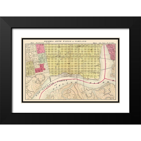 Oakland, 4th And 6th Wards California Landowner Black Modern Wood Framed Art Print with Double Matting by Thompson
