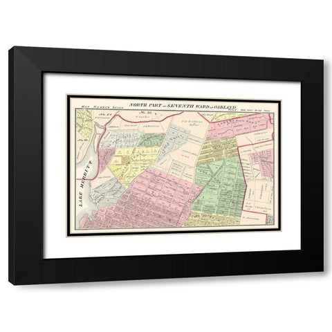 Oakland , North 7th Ward California Landowner Black Modern Wood Framed Art Print with Double Matting by Thompson
