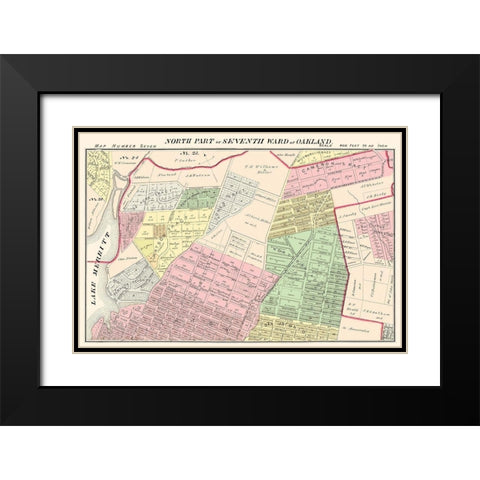 Oakland , North 7th Ward California Landowner Black Modern Wood Framed Art Print with Double Matting by Thompson