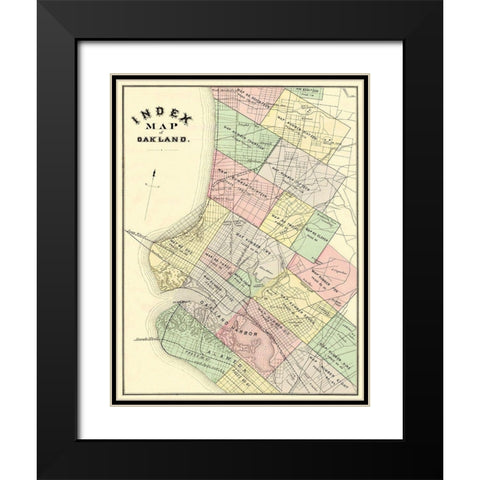 Oakland, Index California Landowner - Thompson Black Modern Wood Framed Art Print with Double Matting by Thompson