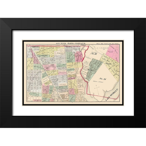 Oakland California Second Ward - Thompson 1878 Black Modern Wood Framed Art Print with Double Matting by Thompson