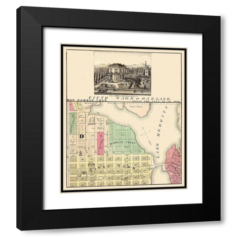 Oakland California Fifth Ward - Thompson 1878 Black Modern Wood Framed Art Print with Double Matting by Thompson