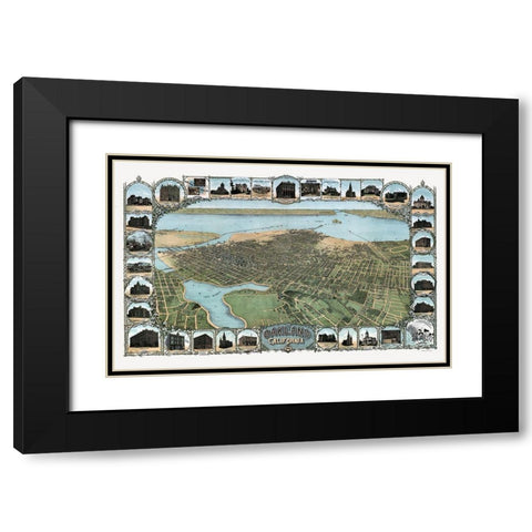Oakland California - Soderberg 1900  Black Modern Wood Framed Art Print with Double Matting by Soderberg