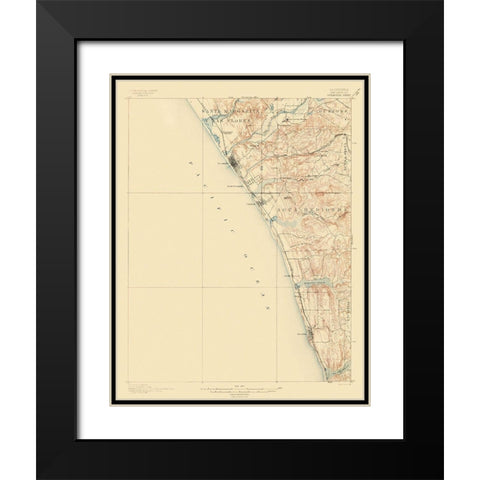 Oceanside California Sheet - USGS 1901 Black Modern Wood Framed Art Print with Double Matting by USGS