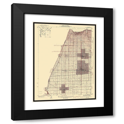 Ontario Vicinity California - USGS 1942 Black Modern Wood Framed Art Print with Double Matting by USGS