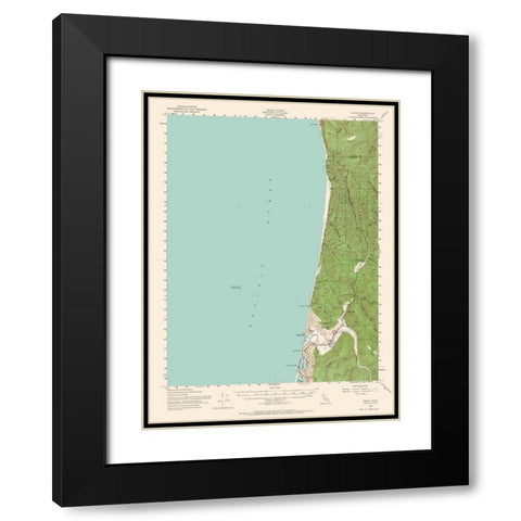 Orick California Quad - USGS 1952 Black Modern Wood Framed Art Print with Double Matting by USGS