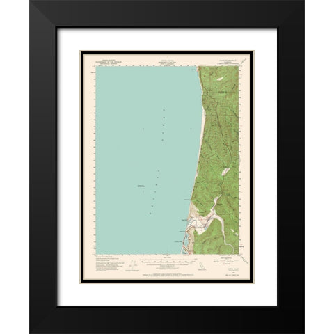 Orick California Quad - USGS 1952 Black Modern Wood Framed Art Print with Double Matting by USGS