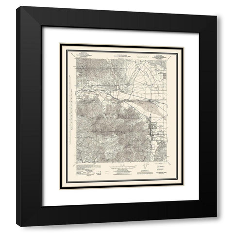 Palm Springs California Quad - USGS 1928 Black Modern Wood Framed Art Print with Double Matting by USGS
