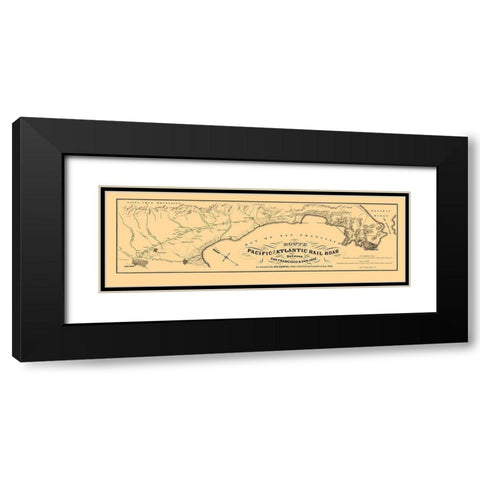 Pacific and Atlantic Railroad - Britton 1851 Black Modern Wood Framed Art Print with Double Matting by Britton